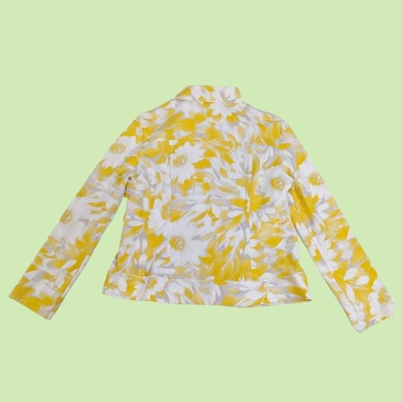 Clara Sun Woo Yellow White Floral Zip‎ Jacket XL - Picture 3 of 5